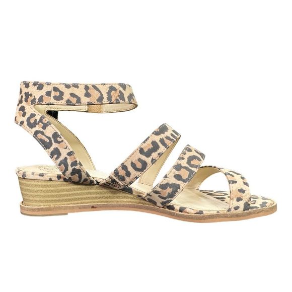Vince Camuto Rensensa Natural Leopard Leather Demi Wedge Sandals - Size 6 - Picture 5 of 10